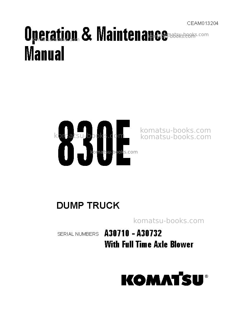 Komatsu 830eusa Operation manual cover
