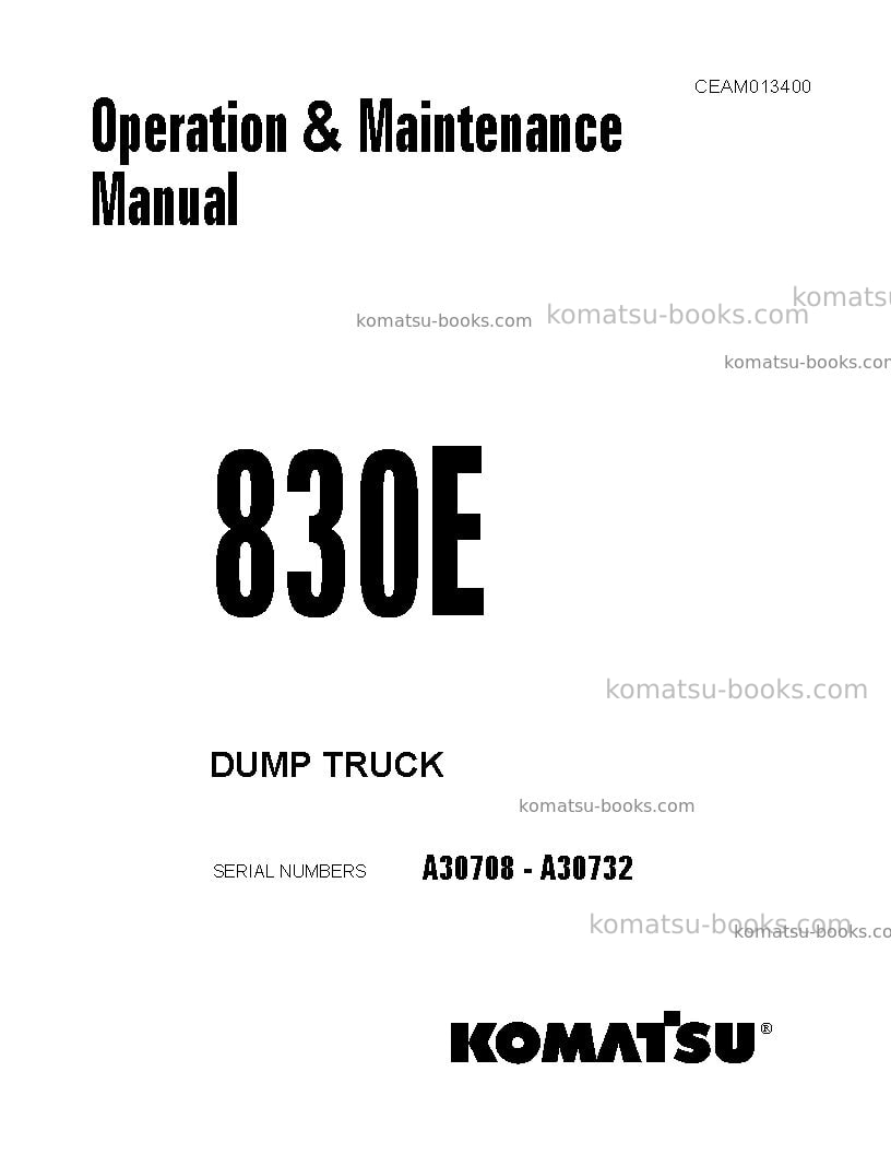 Komatsu 830eusa Operation manual cover