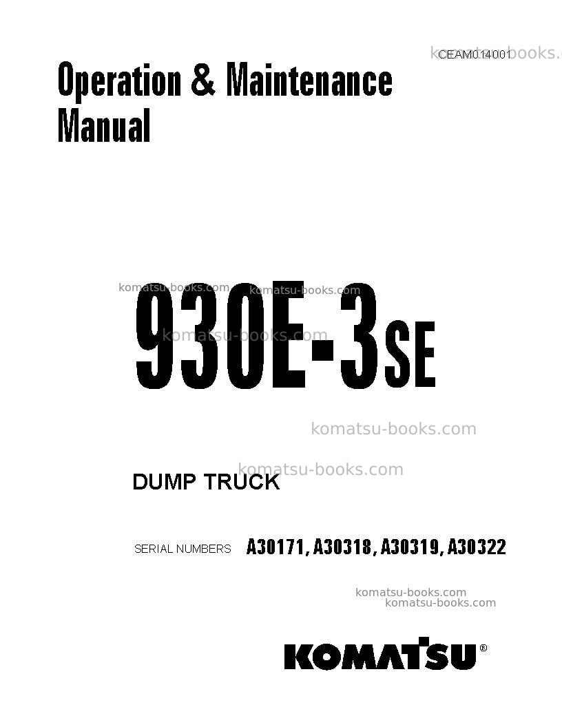 Komatsu 930e-3usa-se Operation manual cover Komatsu 930e-3usa-se Operation manual cover