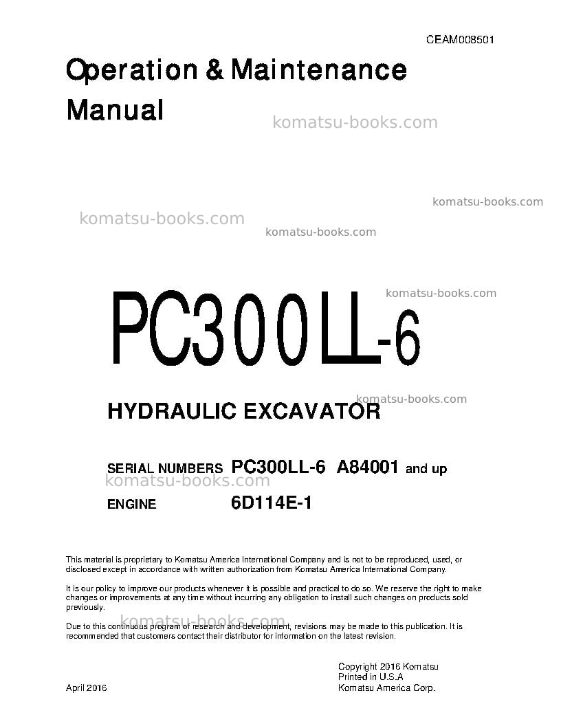 Komatsu pc200el-6gbr-k Operation manual cover Komatsu pc200el-6gbr-k Operation manual cover