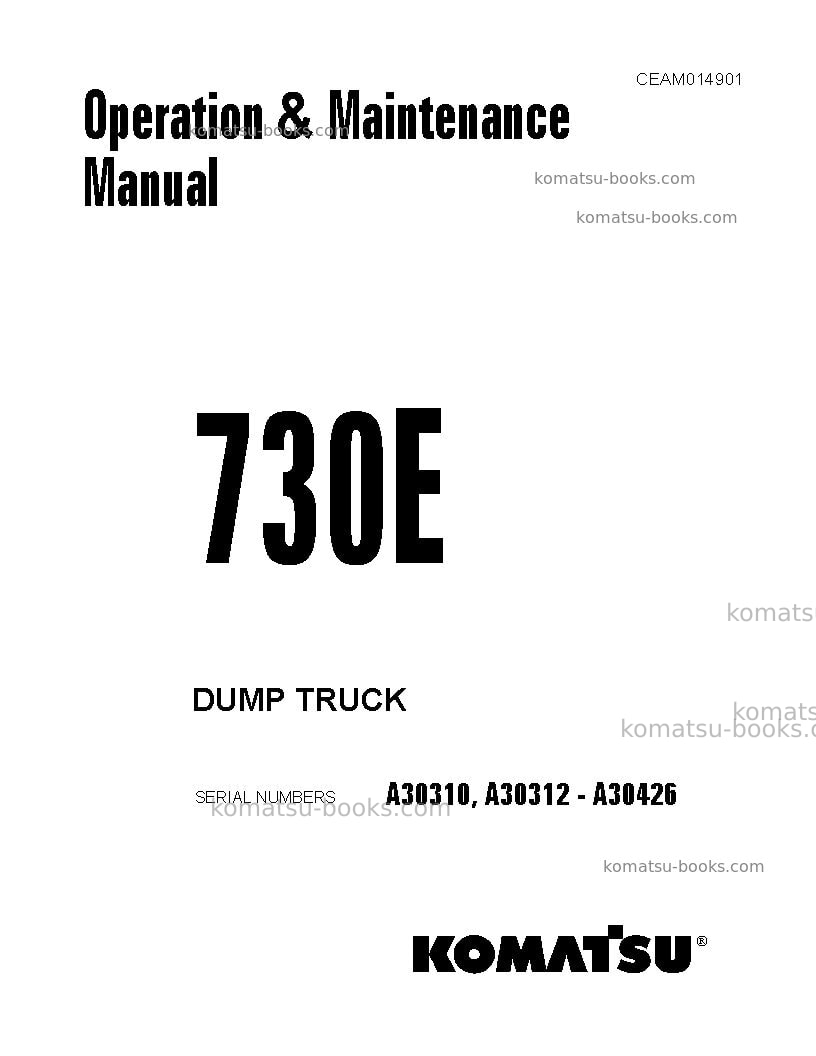 Komatsu 730eusa Operation manual cover Komatsu 730eusa Operation manual cover