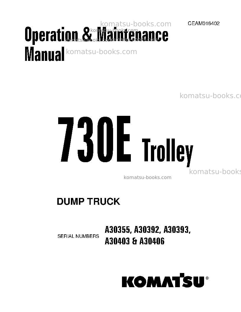 Komatsu 730eusa-with trolley Operation manual cover