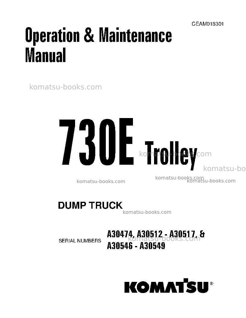 Komatsu 730eusa-with trolley Operation manual cover Komatsu 730eusa-with trolley Operation manual cover