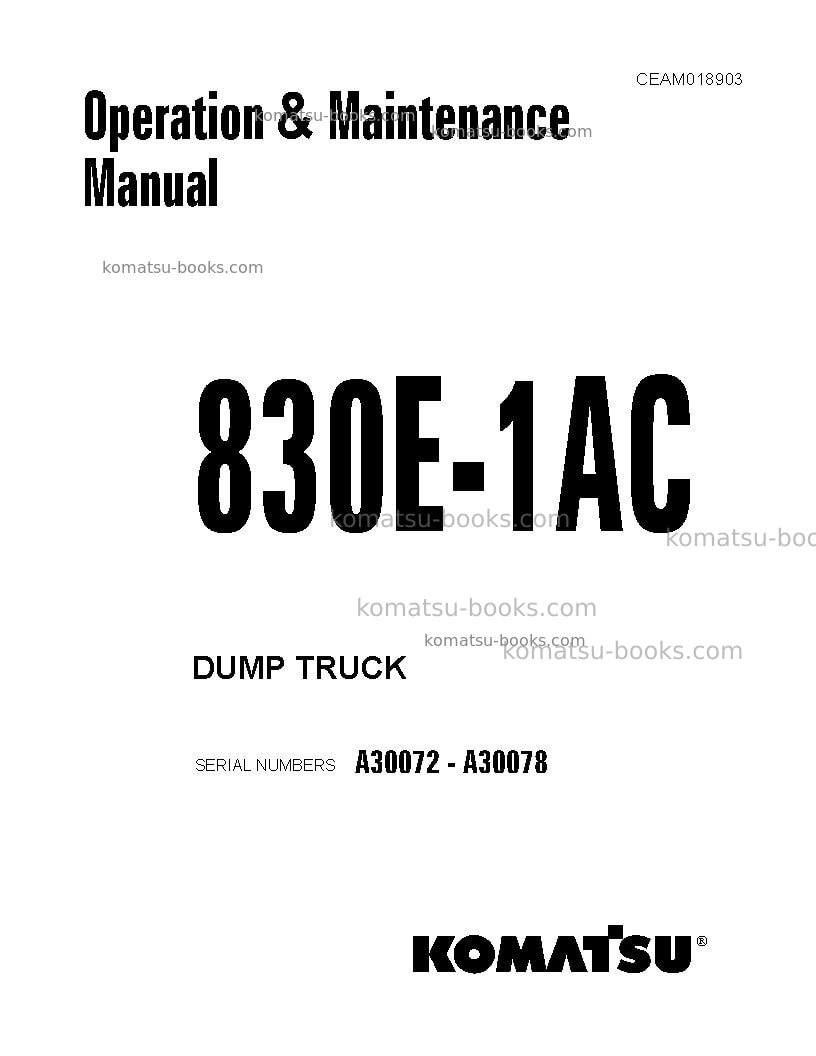 Komatsu 830e-1usa-ac Operation manual cover