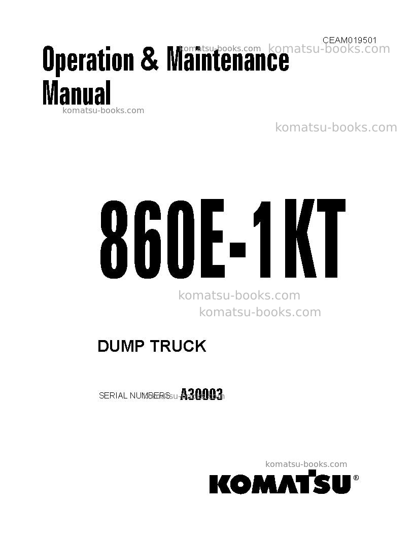 Komatsu 860e-1usa-kt Operation manual cover Komatsu 860e-1usa-kt Operation manual cover