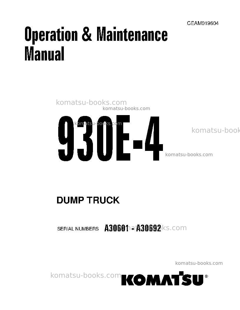 Komatsu 930e-4usa Operation manual cover Komatsu 930e-4usa Operation manual cover