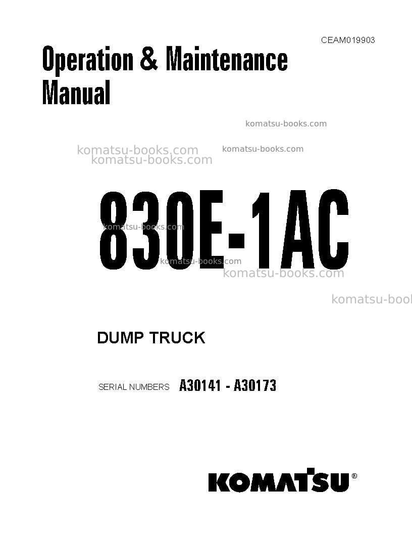 Komatsu 830e-1usa-ac Operation manual cover
