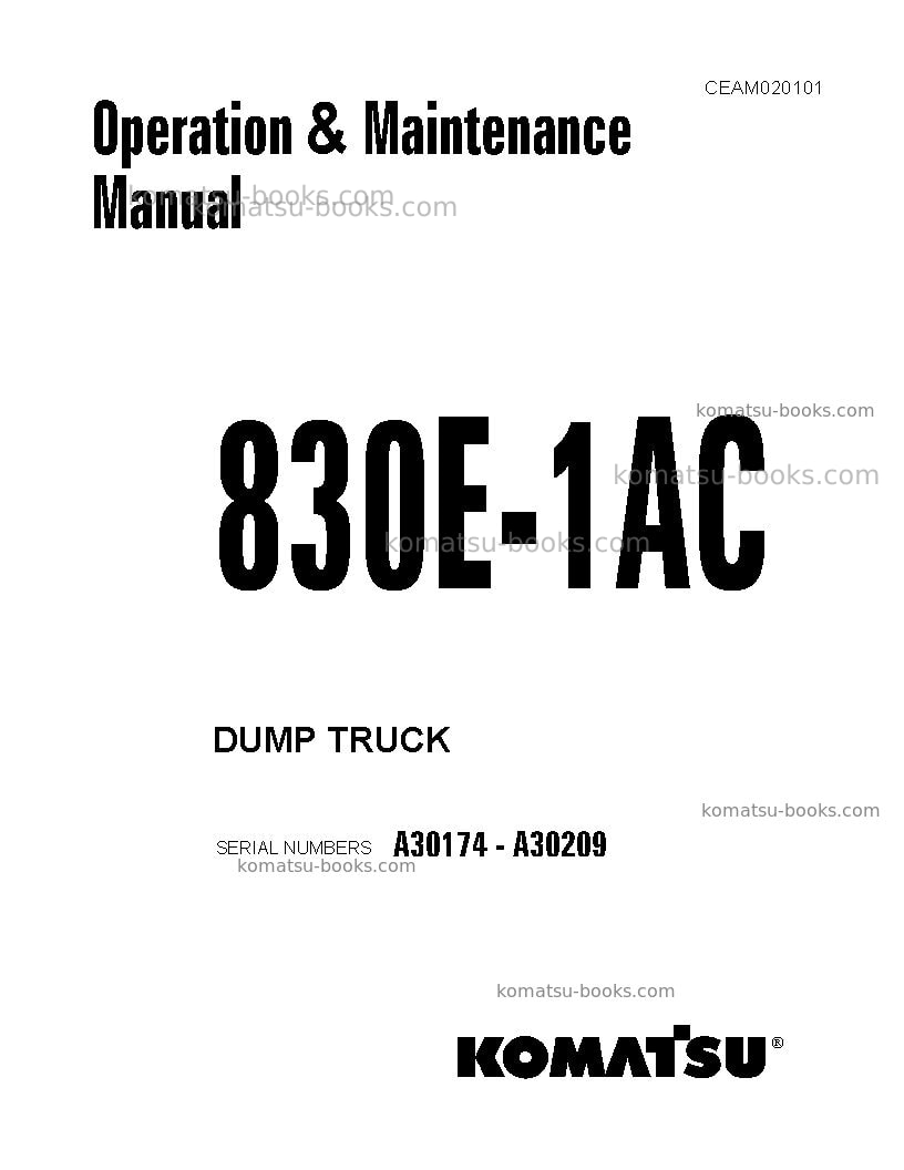 Komatsu 830e-1usa-ac Operation manual cover