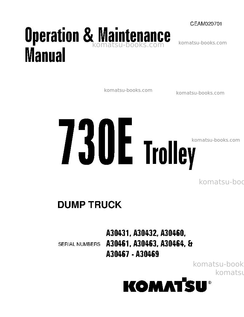 Komatsu 730eusa-with trolley Operation manual cover Komatsu 730eusa-with trolley Operation manual cover