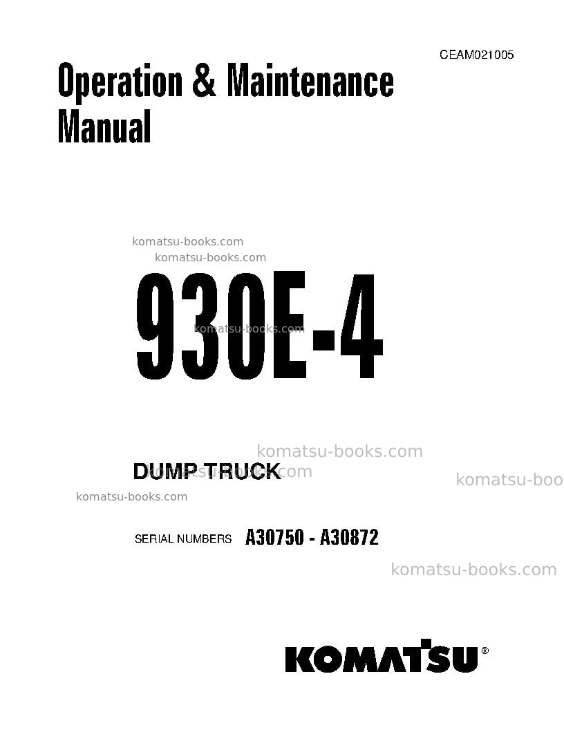 Komatsu 930e-4usa Operation manual cover