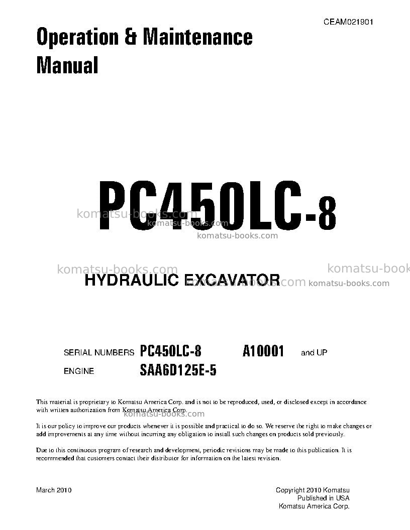 Komatsu pc450lc-8usa Operation manual cover Komatsu pc450lc-8usa Operation manual cover