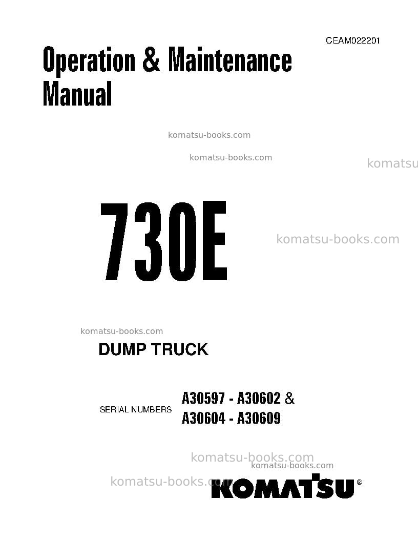 Komatsu 730eusa Operation manual cover Komatsu 730eusa Operation manual cover