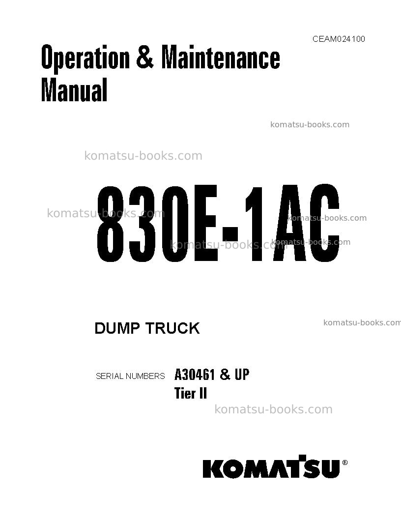 Komatsu 830e-1usa-ac Operation manual cover