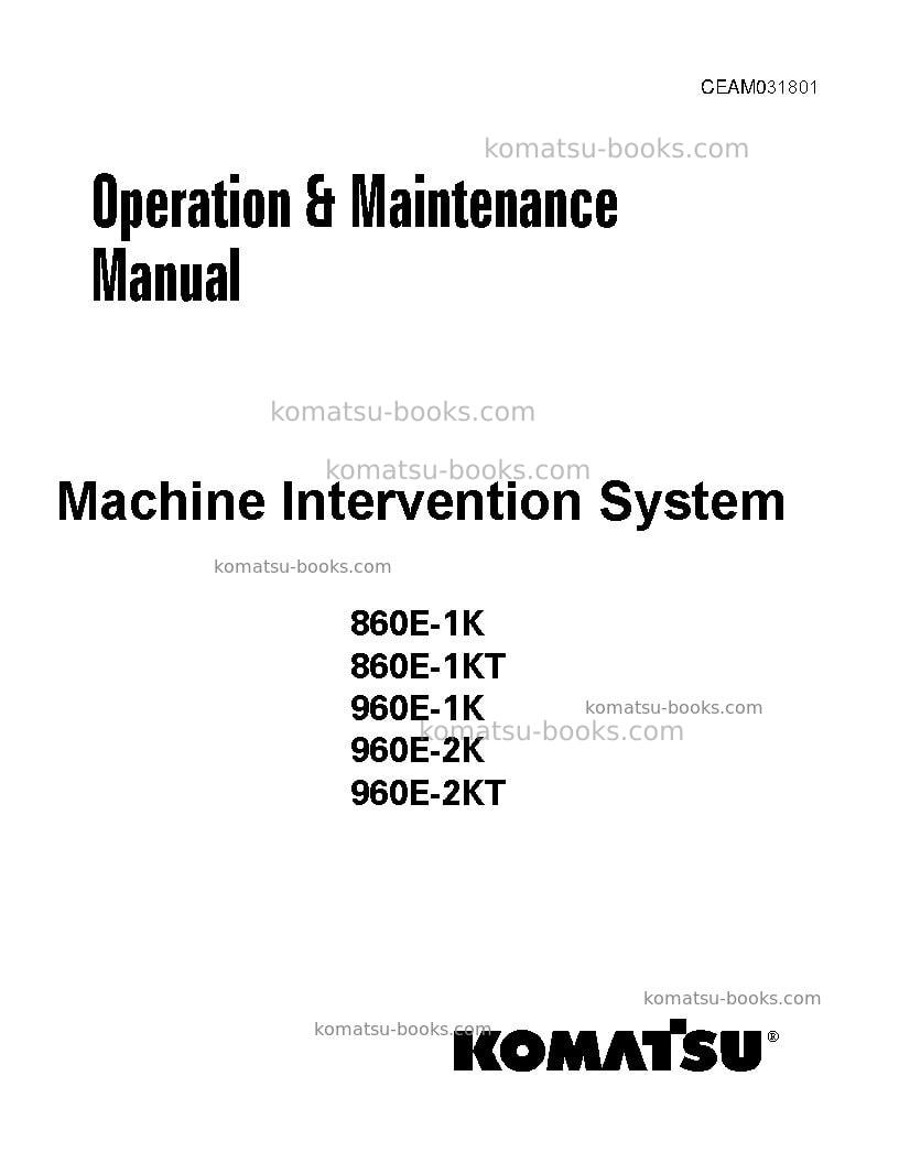 Komatsu 860e-1usa-k Operation manual cover
