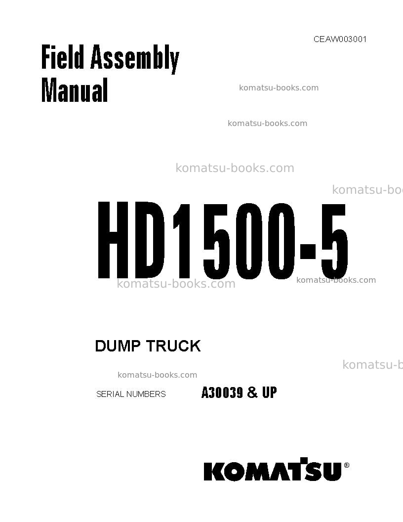 Komatsu hd1500-5usa Field assembly manual cover