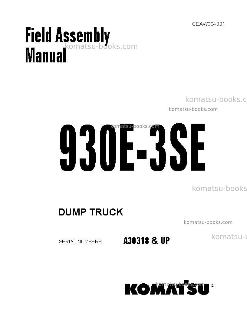 Komatsu 930e-3usa-se Field assembly manual cover Komatsu 930e-3usa-se Field assembly manual cover