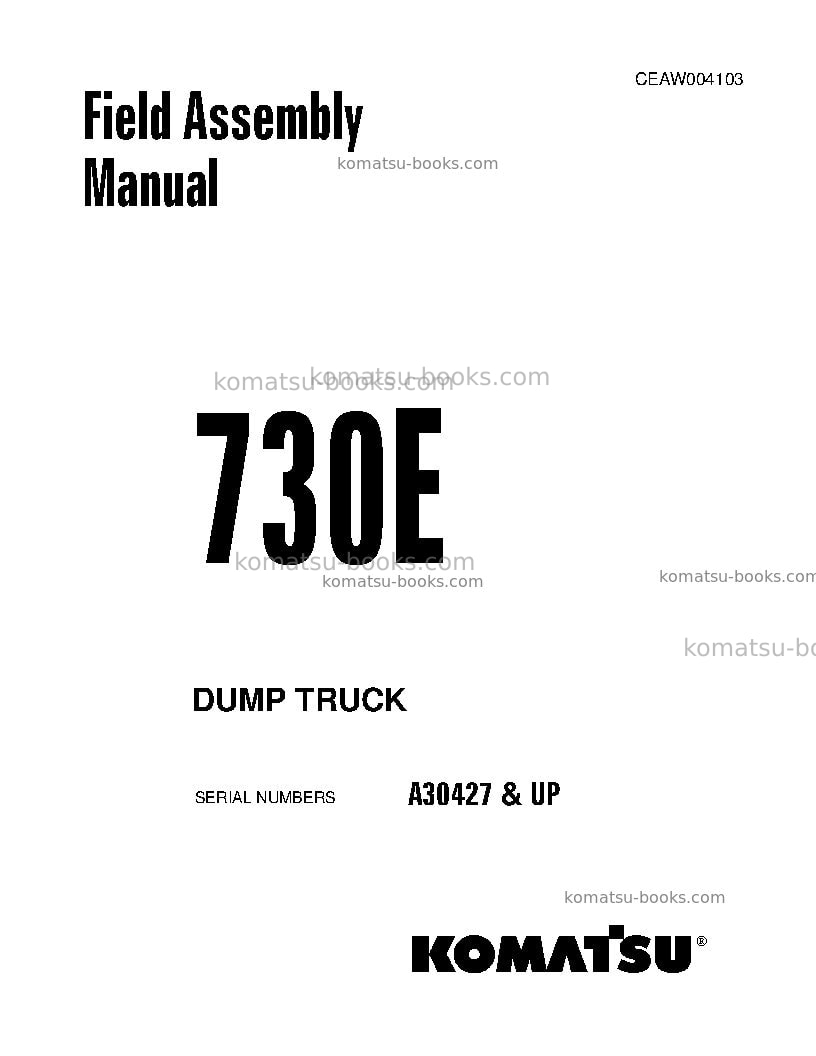 Komatsu 730eusa Field assembly manual cover Komatsu 730eusa Field assembly manual cover