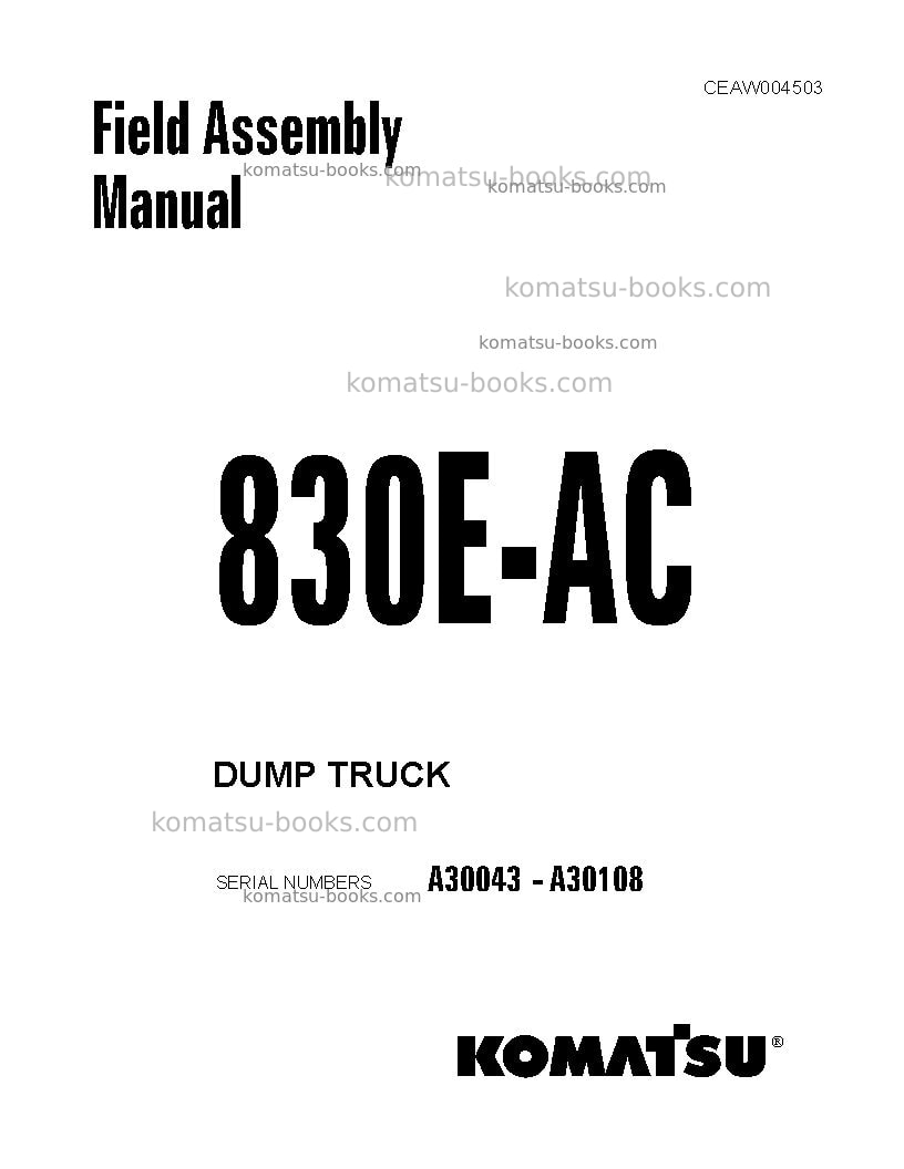 Komatsu 830e-acusa Field assembly manual cover