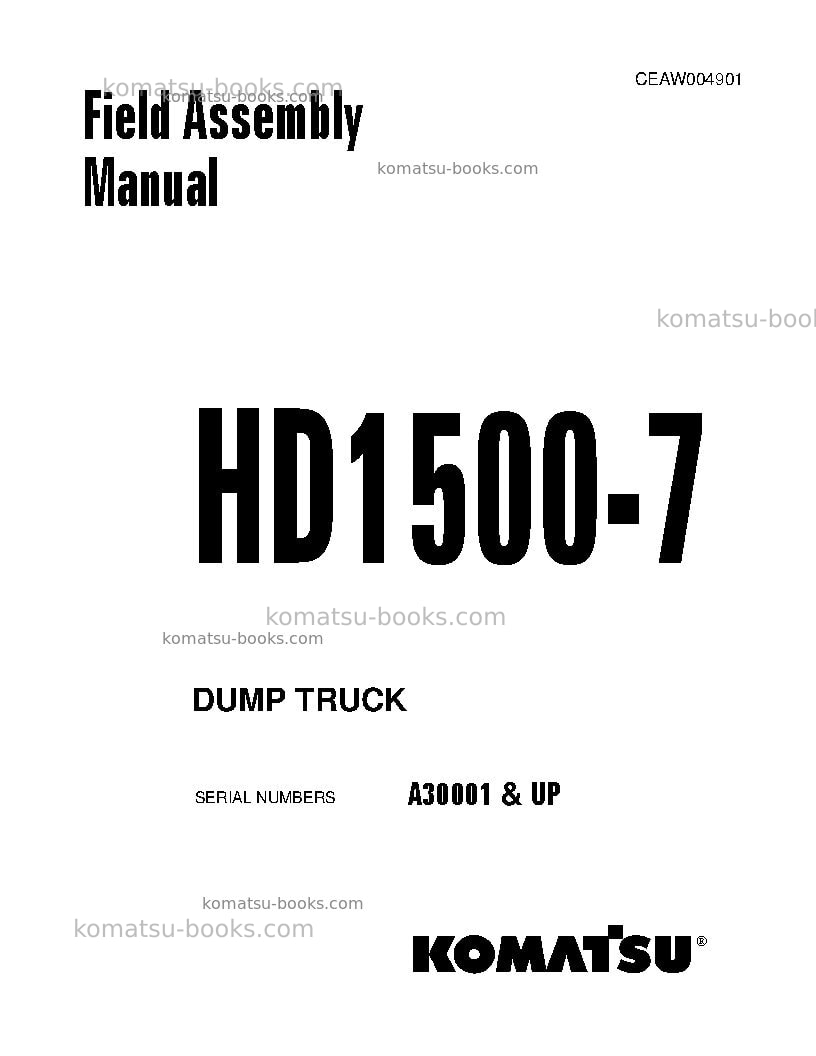 Komatsu hd1500-7usa Field assembly manual cover