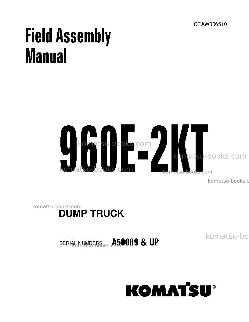 Komatsu 960e-2usa-kt Field assembly manual cover
