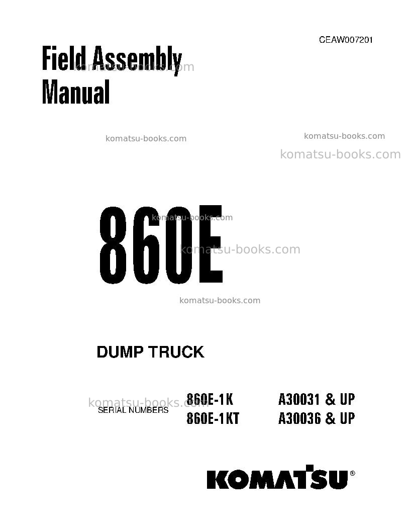 Komatsu 860e-1usa-k Field assembly manual cover Komatsu 860e-1usa-k Field assembly manual cover