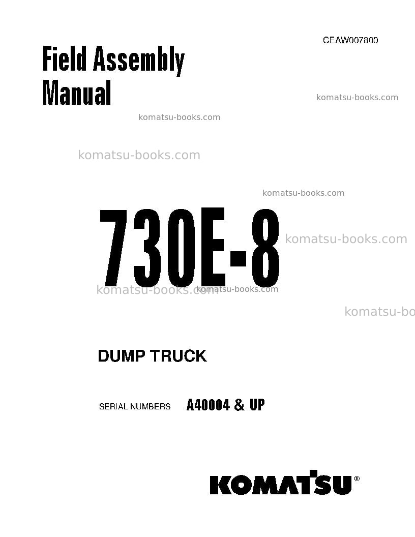 Komatsu 730e-8usa Field assembly manual cover Komatsu 730e-8usa Field assembly manual cover