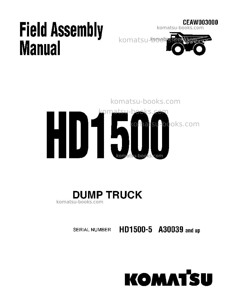 Komatsu hd1500-5usa Field assembly manual cover