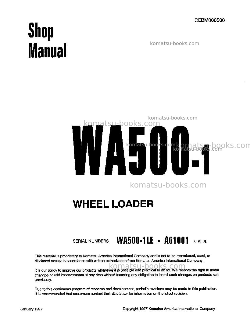 Komatsu wa500-1jpn-le Repair & maintenance cover Komatsu wa500-1jpn-le Repair & maintenance cover