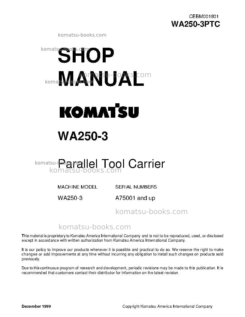Komatsu wa250pt-3jpn Repair & maintenance cover Komatsu wa250pt-3jpn Repair & maintenance cover