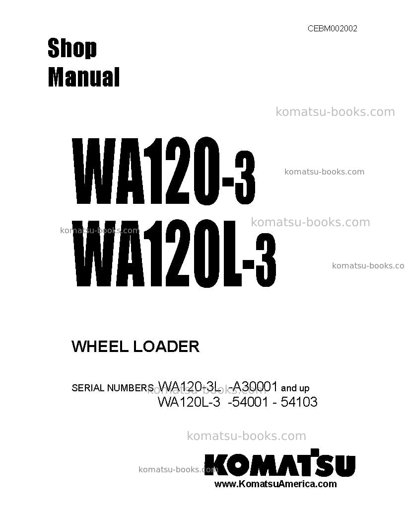 Komatsu wa120-3usa-l Repair & maintenance cover