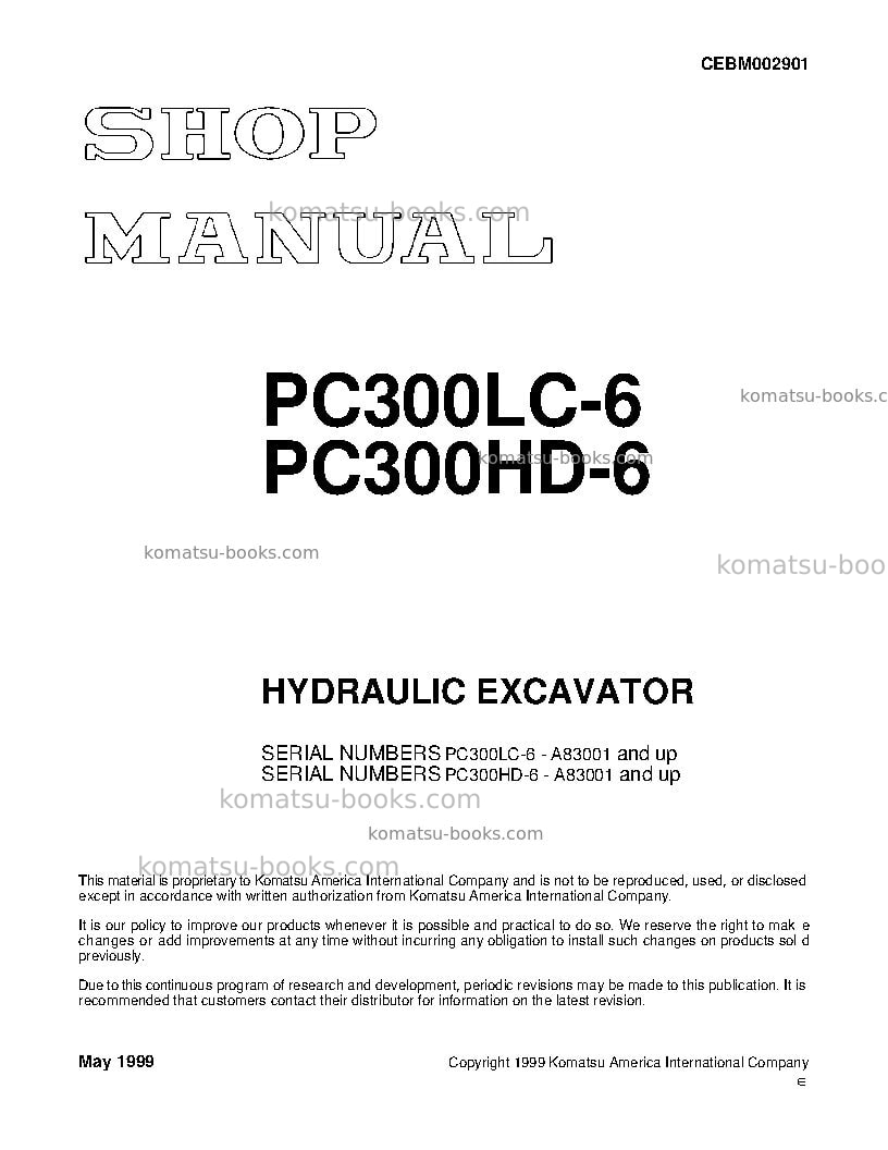 Komatsu pc300lc-6usa-le Repair & maintenance cover