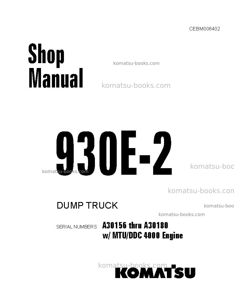 Komatsu 930e-2usa-5 Repair & maintenance cover