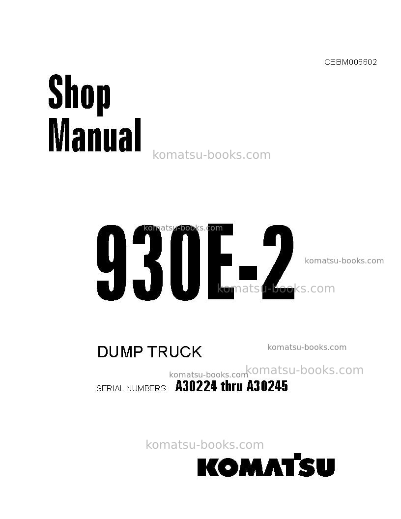 Komatsu 930e-2usa-3 Repair & maintenance cover