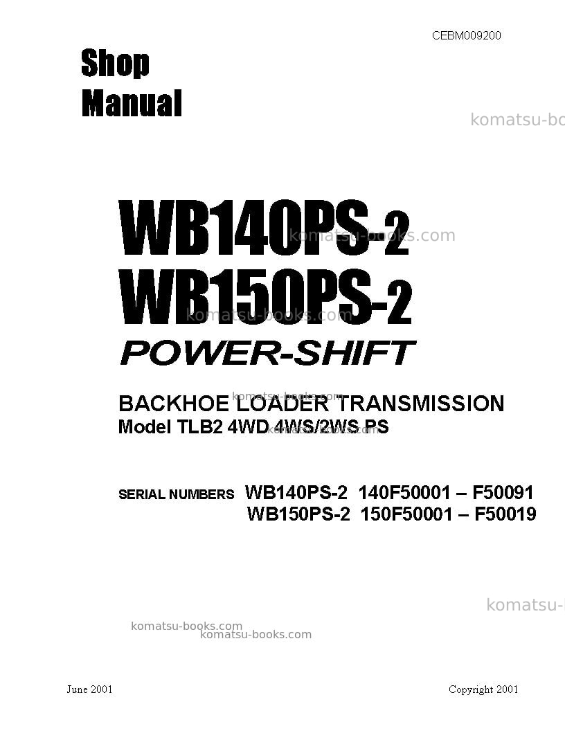 Komatsu wb140ps-2ita Repair & maintenance cover