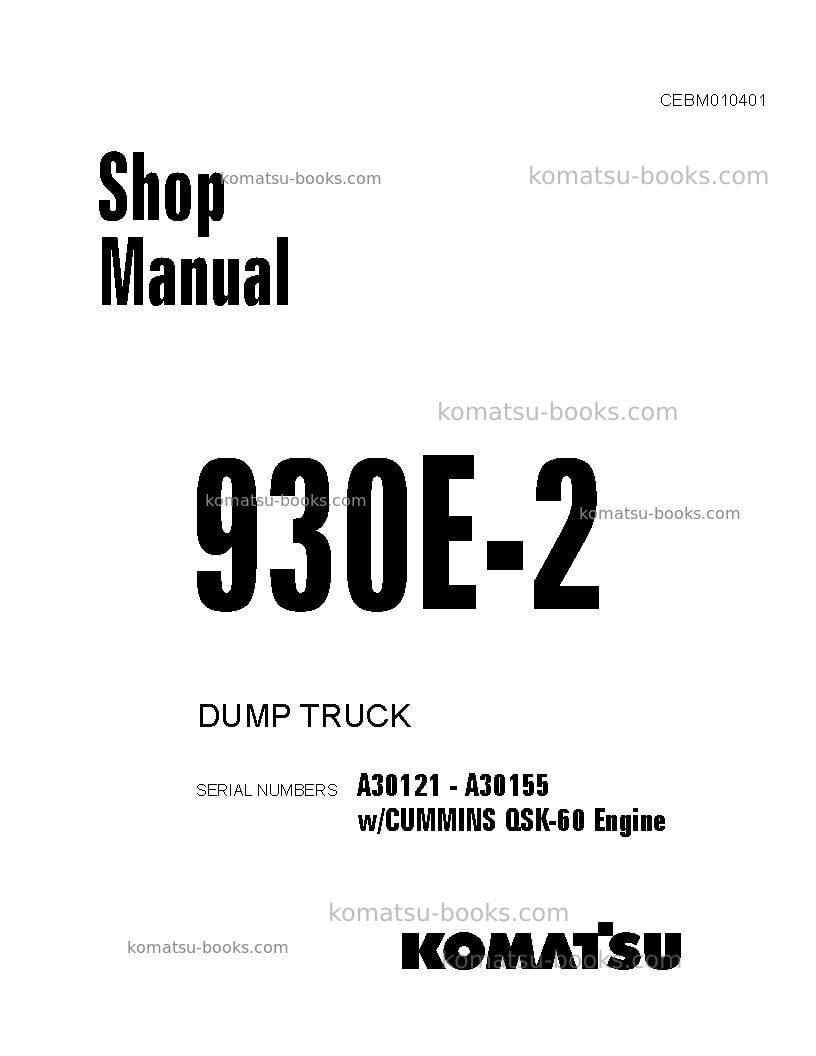 Komatsu 930e-2usa-3 Repair & maintenance cover