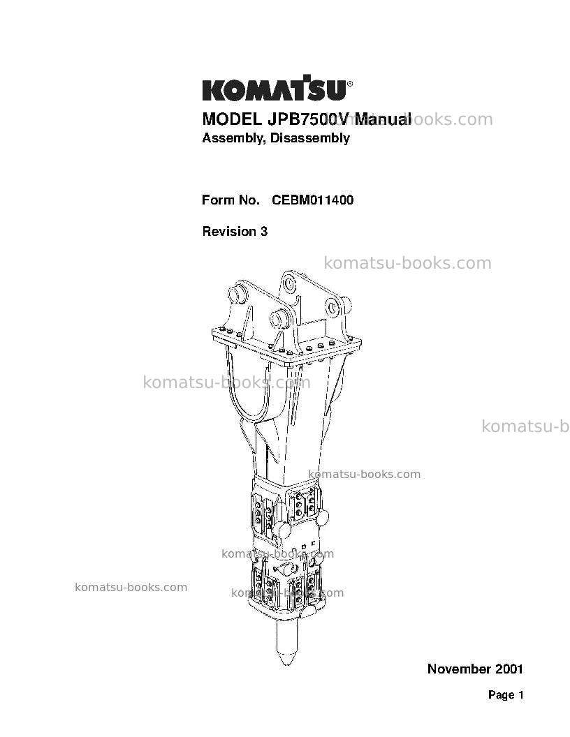 Komatsu jpb7500vusa Repair & maintenance cover