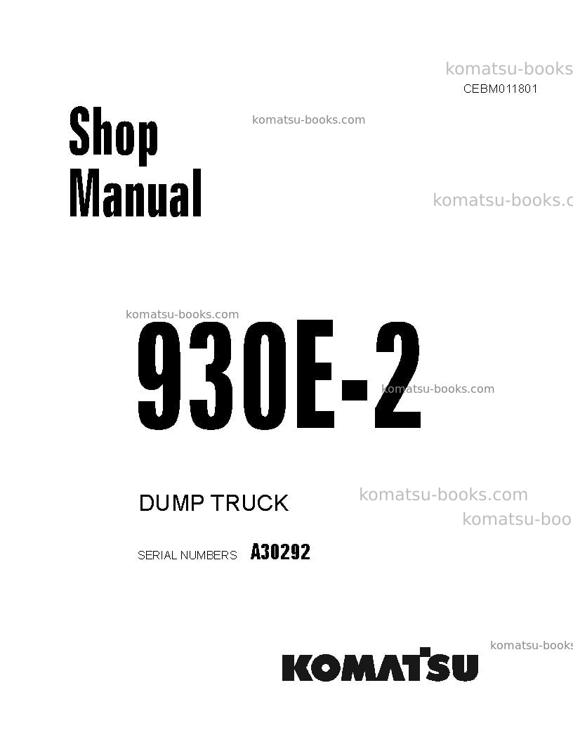 Komatsu 930e-2usa-3 Repair & maintenance cover