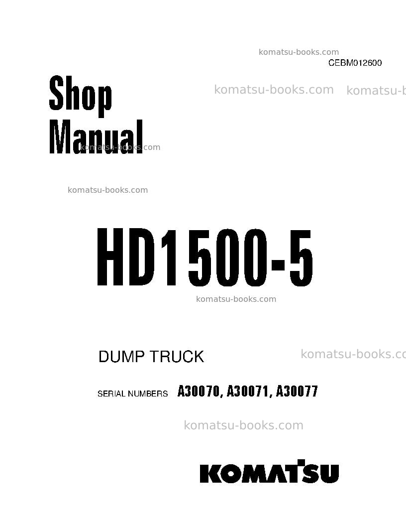 Komatsu hd1500-5usa Repair & maintenance cover