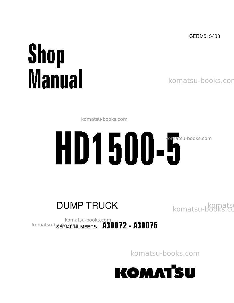 Komatsu hd1500-5usa Repair & maintenance cover