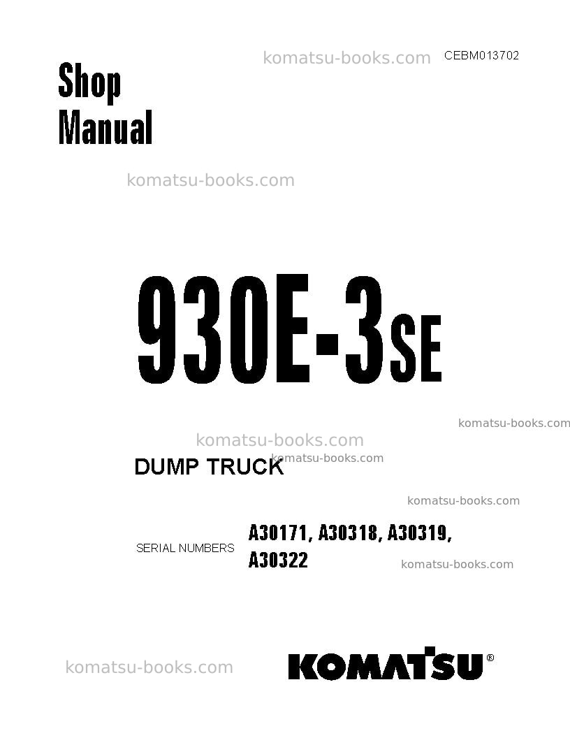 Komatsu 930e-3usa-se Repair & maintenance cover