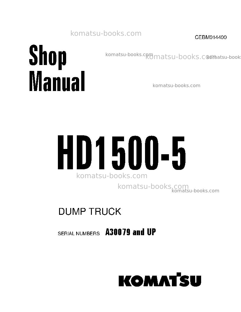 Komatsu hd1500-5usa Repair & maintenance cover