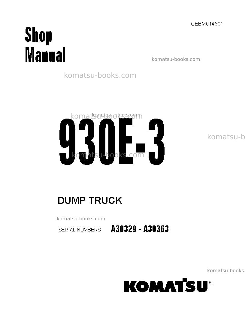 Komatsu 930e-3usa Repair & maintenance cover Komatsu 930e-3usa Repair & maintenance cover