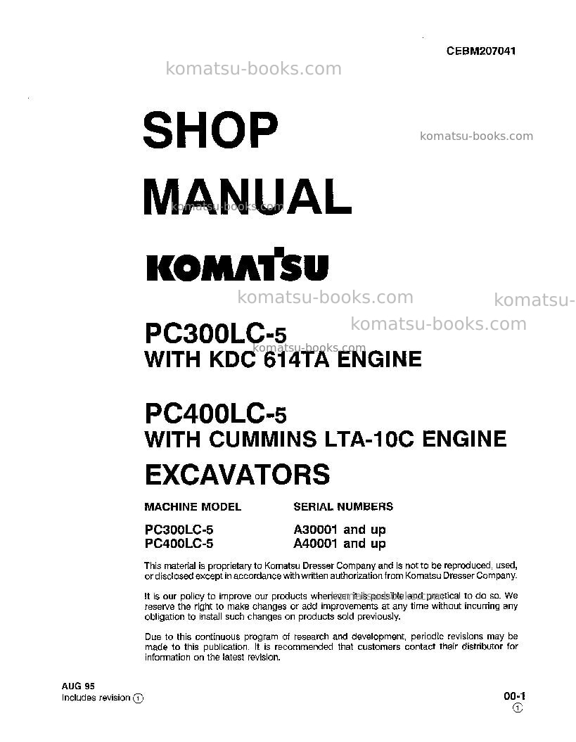 Komatsu pc400lc-5usa-lc Repair & maintenance cover Komatsu pc400lc-5usa-lc Repair & maintenance cover
