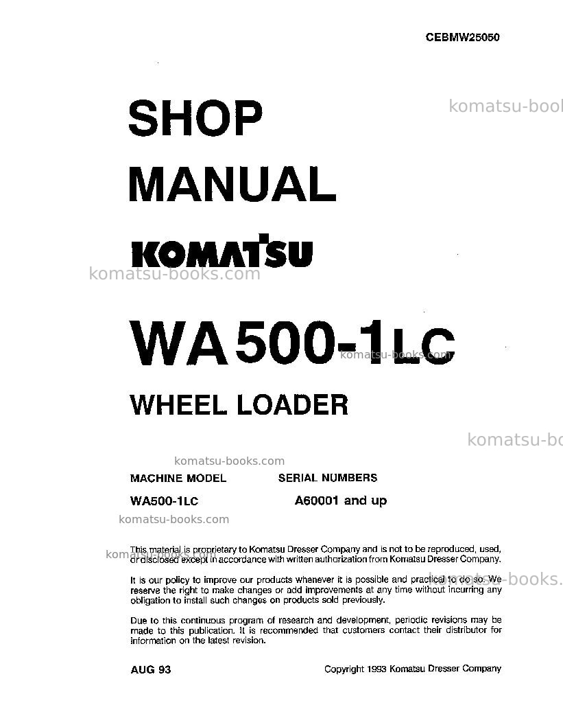 Komatsu wa500-1jpn-lc Repair & maintenance cover Komatsu wa500-1jpn-lc Repair & maintenance cover