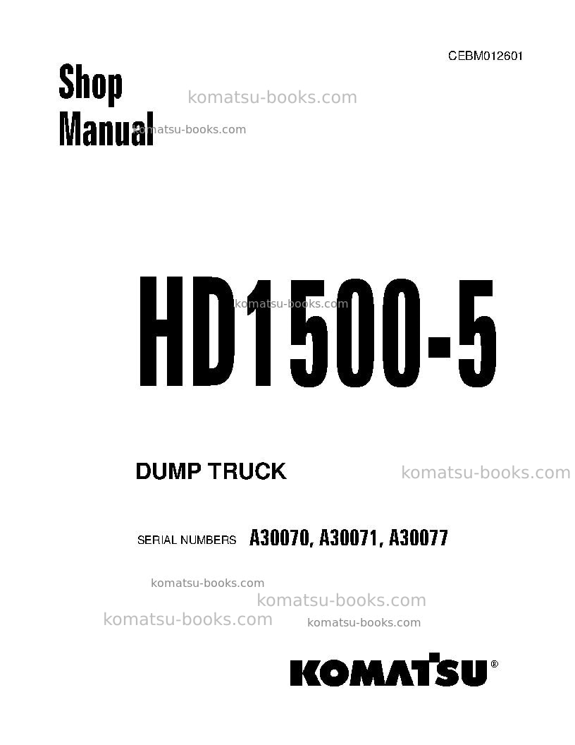 Komatsu hd1500-5usa Repair & maintenance cover