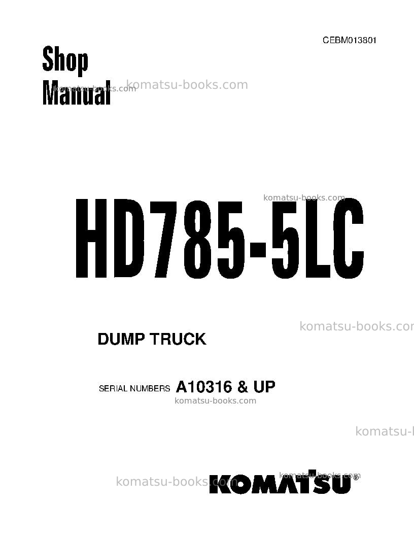 Komatsu hd785-5usa-lc Repair & maintenance cover