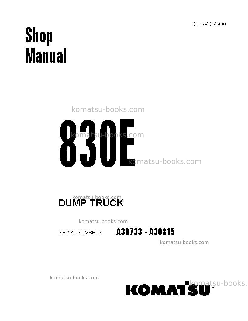 Komatsu 830eusa Repair & maintenance cover