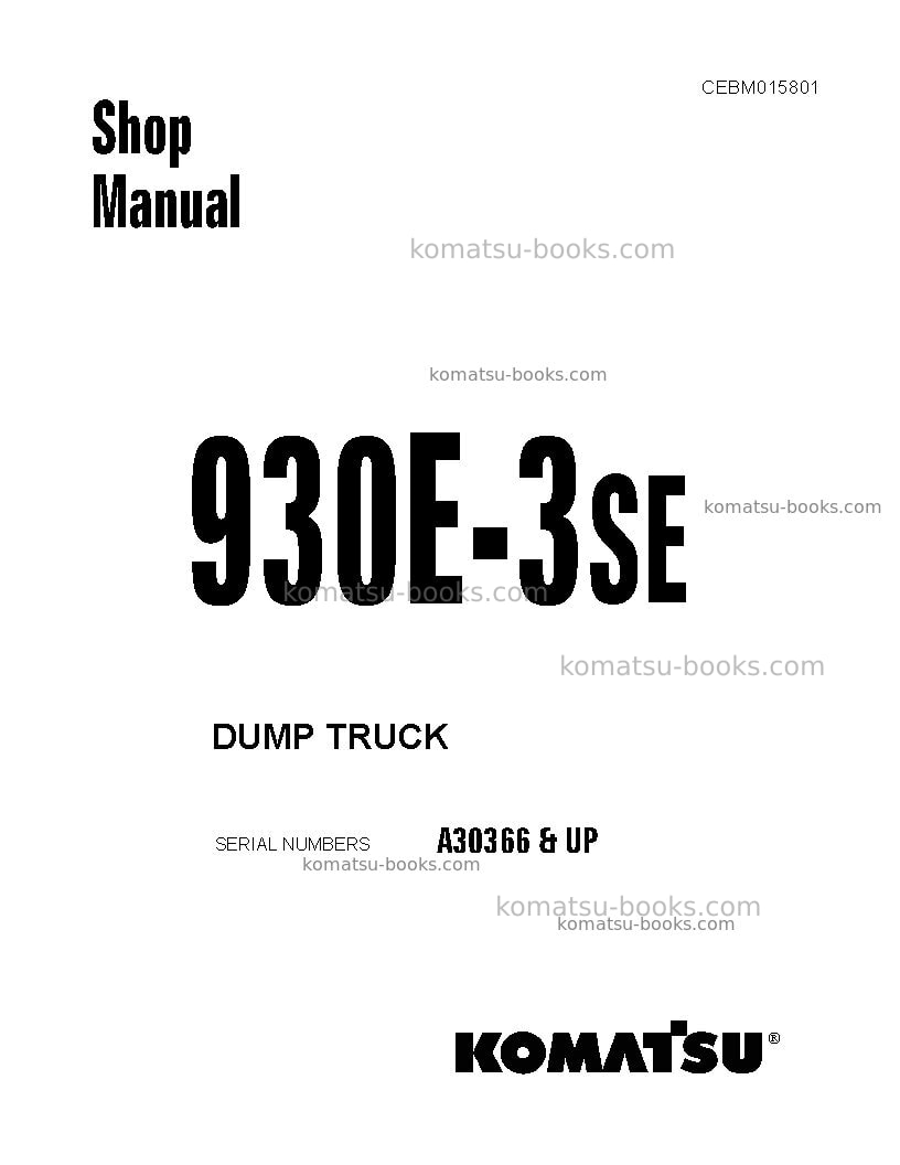 Komatsu 930e-3usa-se Repair & maintenance cover