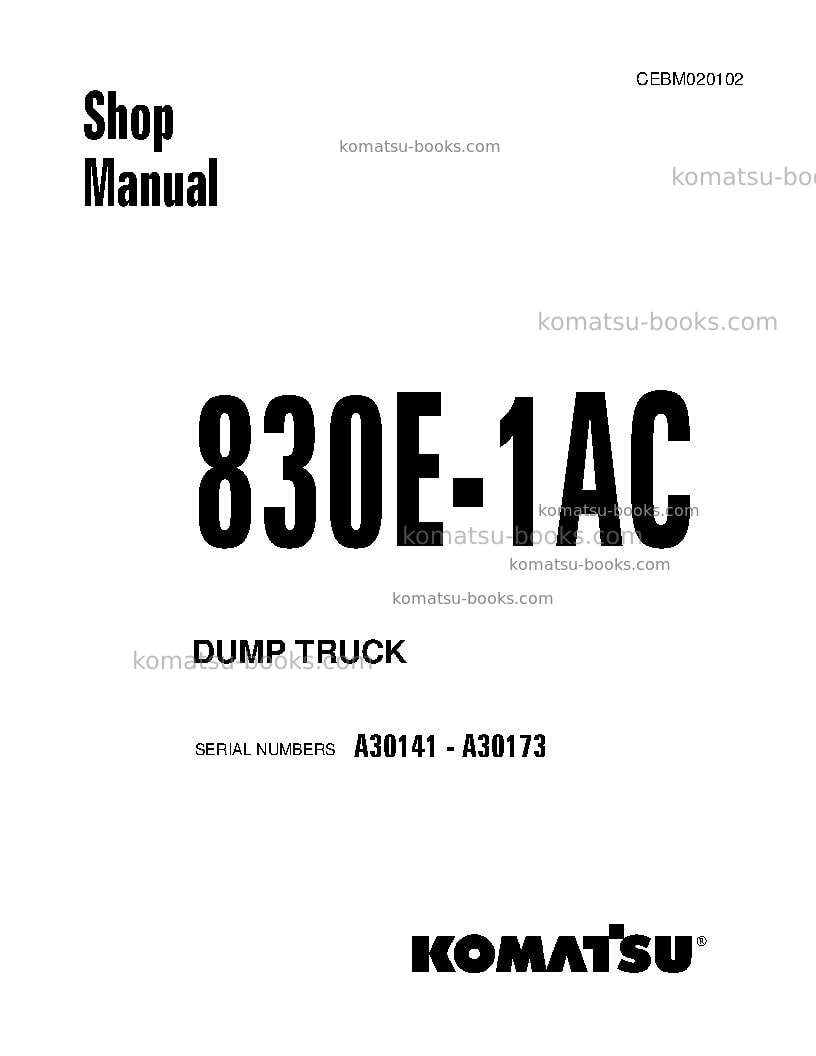 Komatsu 830e-1usa-ac Repair & maintenance cover