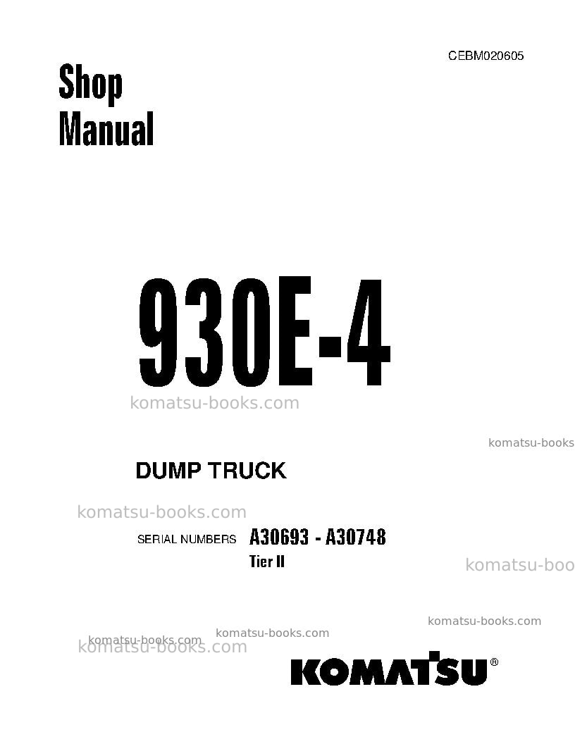 Komatsu 930e-4usa-tier ii Repair & maintenance cover Komatsu 930e-4usa-tier ii Repair & maintenance cover
